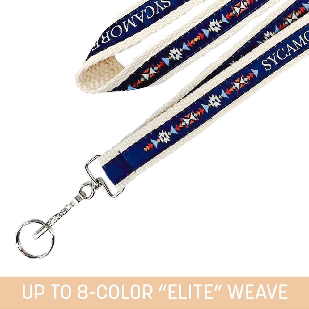 1" Woven Cotton Lanyard w/ Swivel Snap & Split Ring - "Elite" Weave with Logo 1" Woven Cotton Lanyard w/ Swivel Snap & Split Ring - "Elite" Weave with Logo