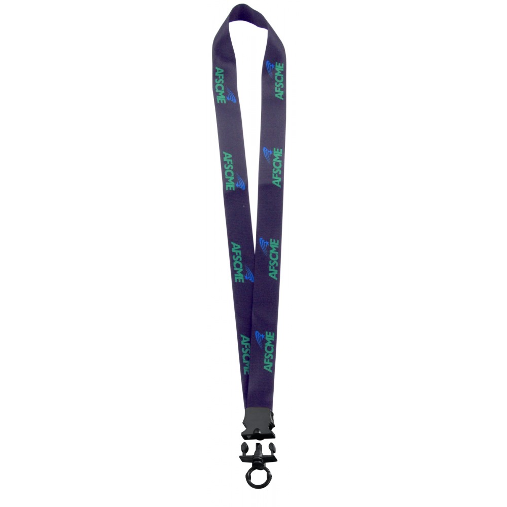 Customized 1" Polyester Dye Sublimated Lanyard W/ Plastic Snap Buckle Release & O-Ring