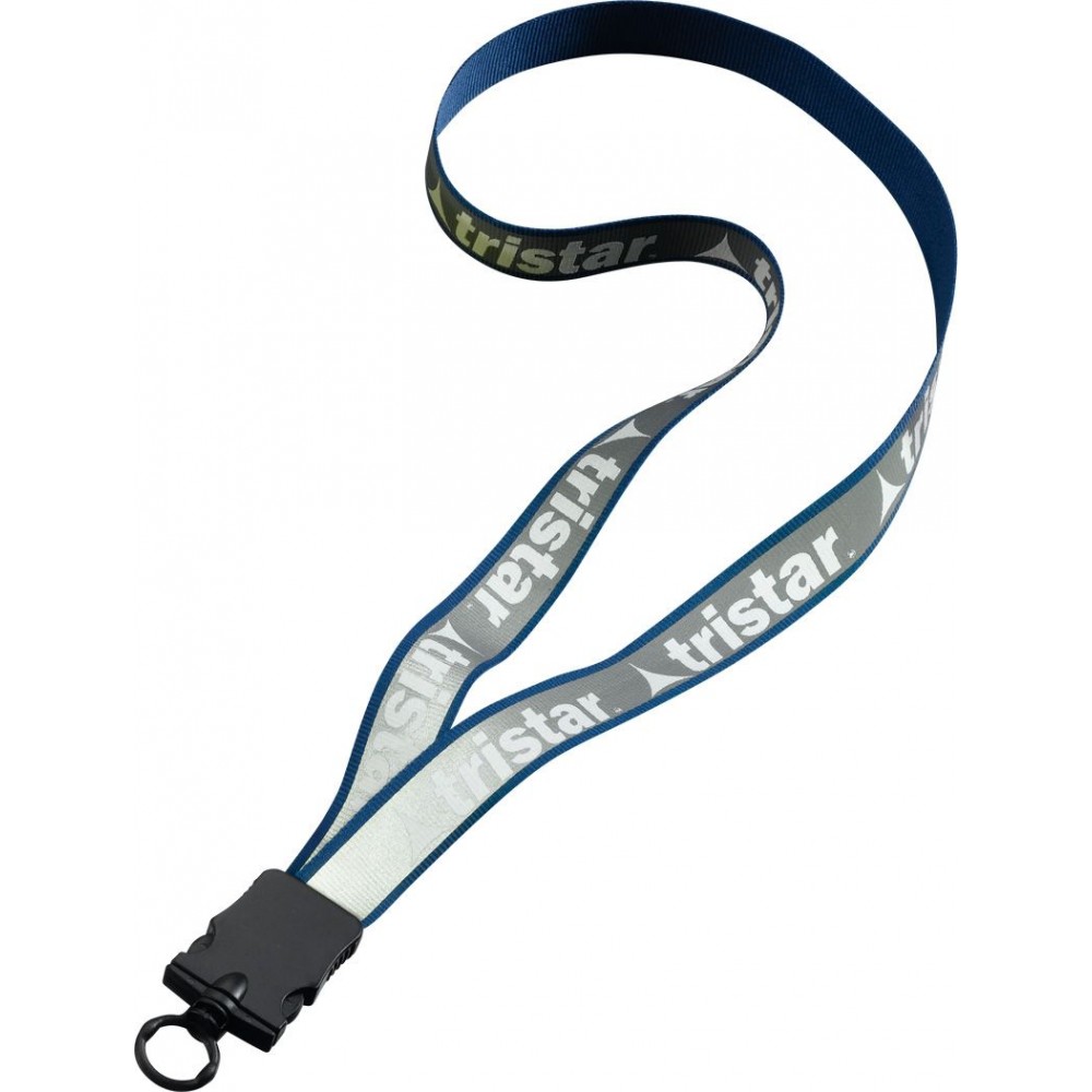 3/4" Reflective Lanyard W/ Plastic Snap Buckle Release & O-Ring with Logo