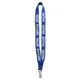 Customized 3/4" Economy Polyester Lanyard with Sewn Silver Tone Metal Bulldog Clip  Customized 3/4" Economy Polyester Lanyard with Sewn Silver Tone Metal Bulldog Clip