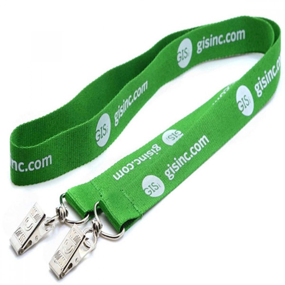3/4" Screen Printed Recycled Double Ended Attachement Lanyard with Logo