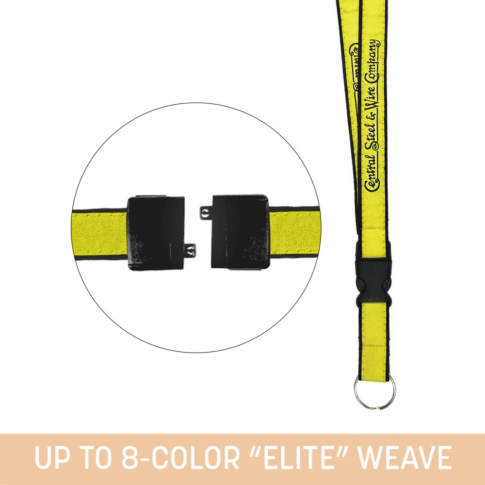 Logo Branded 3/4" Woven Detachable Lanyard w/ Split Ring and Back Breakaway - "Elite" We