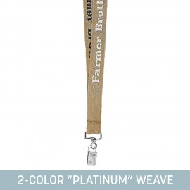 3/4" Woven Lanyard w/ Swivel Bulldog Clip - "Platinum" Weave with Logo  3/4" Woven Lanyard w/ Swivel Bulldog Clip - "Platinum" Weave with Logo
