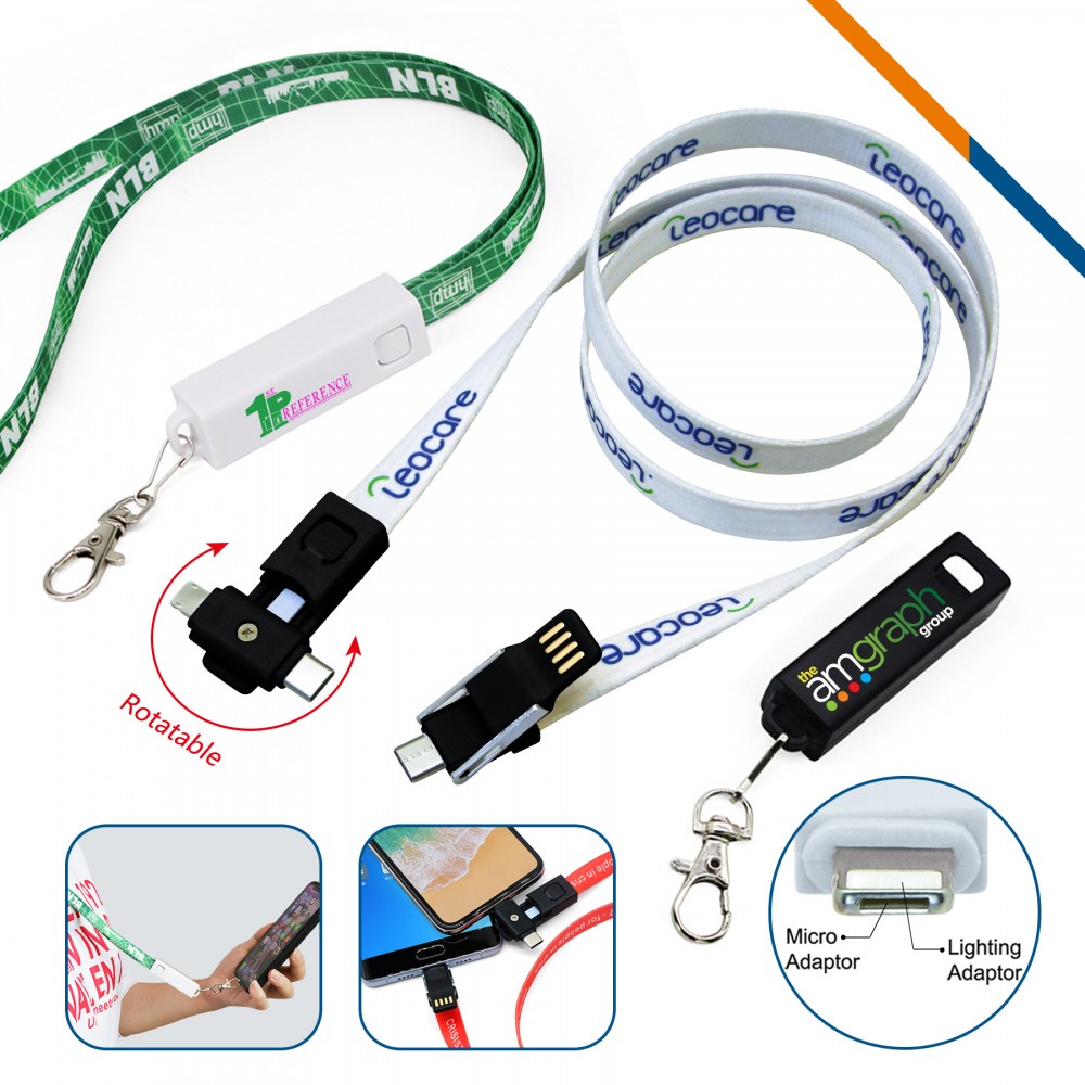 Logo Imprinted Admiral 3in1 Lanyard Cable Logo Imprinted Admiral 3in1 Lanyard Cable