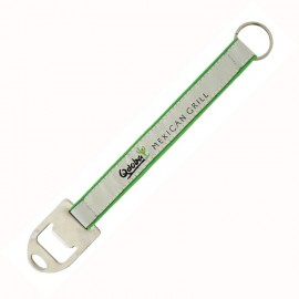 Logo Branded Woven Key Strap w/ Bottle Opener & Key Ring - "Elite" Weave