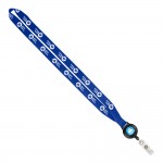 Logo Imprinted Import Rush 3/4" Polyester Lanyard with Sewn Badge Reel