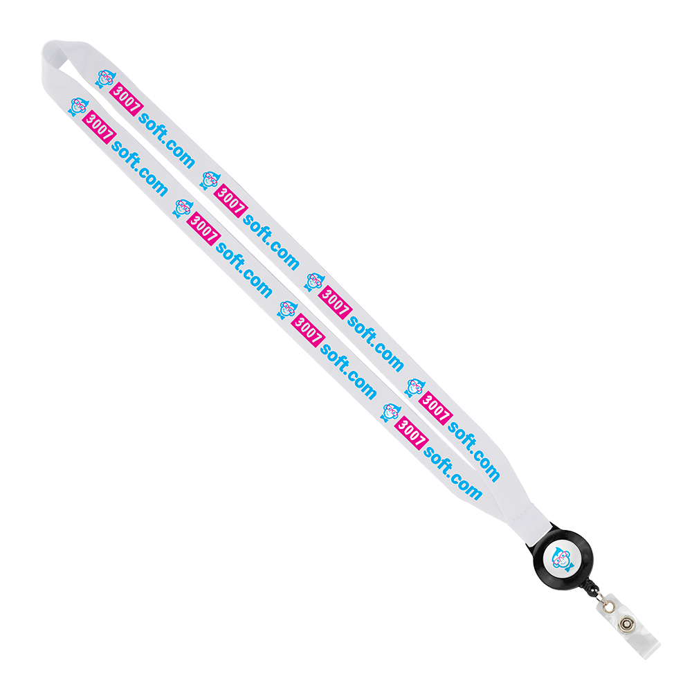 Import Rush 3/4" Dye-Sublimated Lanyard with Sewn Badge Reel Logo Imprinted Import Rush 3/4" Dye-Sublimated Lanyard with Sewn Badge Reel Logo Imprinted
