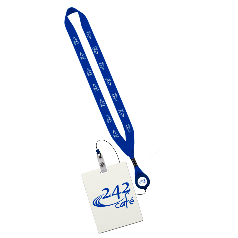 Personalized 3/4" Polyester Lanyard With Zip Cord Reel & 3"X4" Plastic Badge