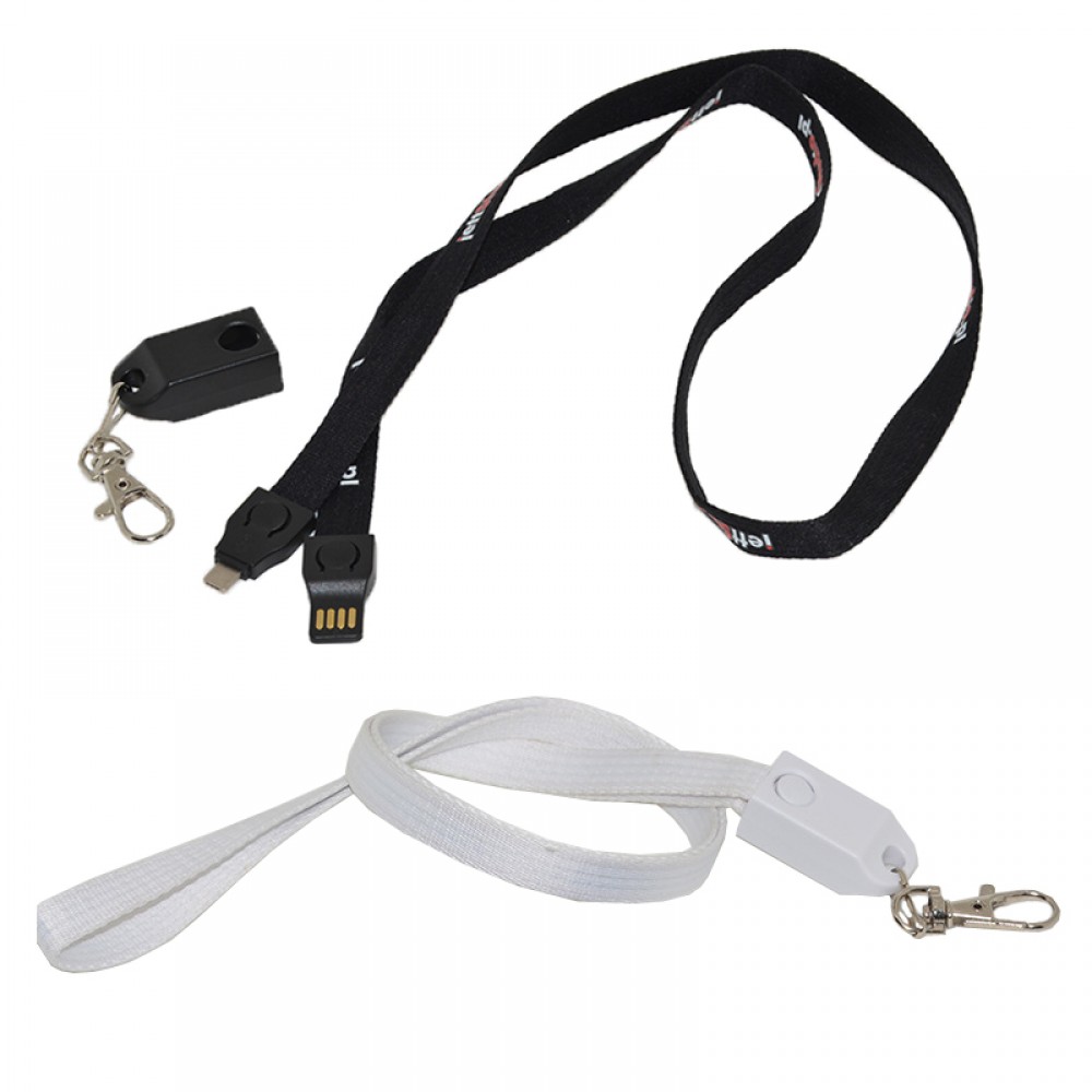 Custom Printed Polyester Lanyard With 2 in 1 Charging Cable Custom Printed Polyester Lanyard With 2 in 1 Charging Cable