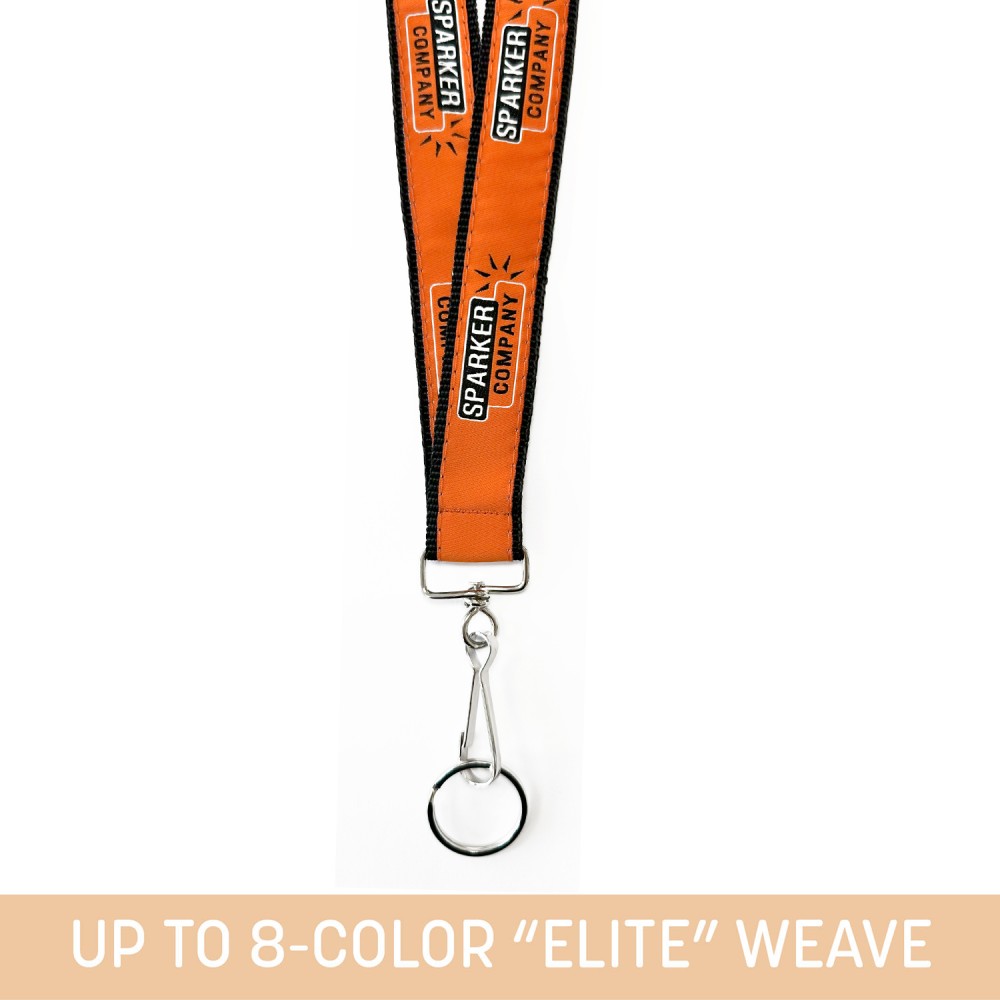 1" Woven Lanyard w/ Swivel Snap & Split Ring - "Elite" Weave with Logo 1" Woven Lanyard w/ Swivel Snap & Split Ring - "Elite" Weave with Logo