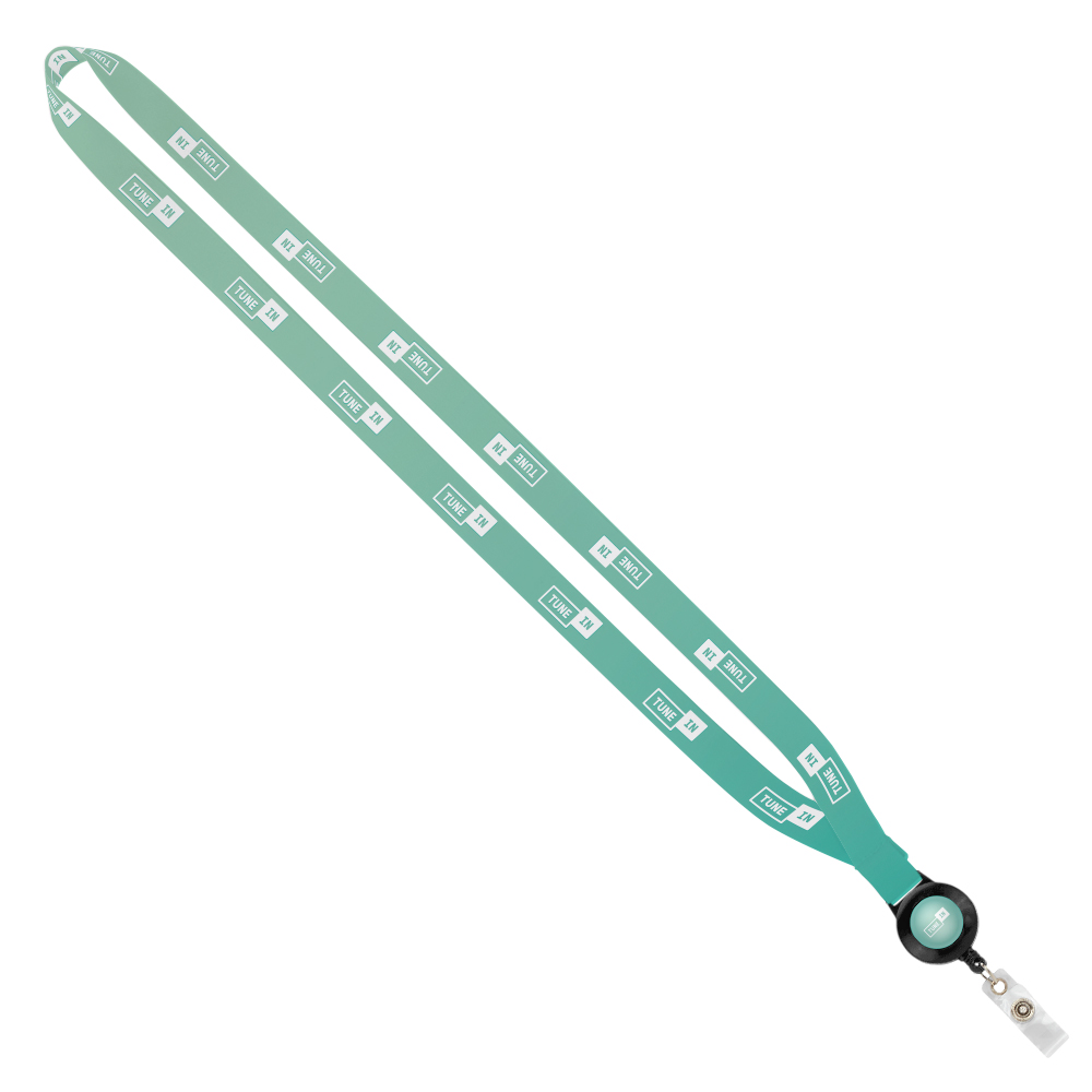 Import Rush 5/8" Dye-Sublimated Lanyard with Sewn Badge Reel Logo Imprinted Import Rush 5/8" Dye-Sublimated Lanyard with Sewn Badge Reel Logo Imprinted