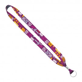 3/4" Dye-Sublimated Lanyard With Silver Tone Metal Crimp & Split Ring with Logo