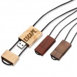 Logo Branded Woodwear USB Flash Drive w/Lanyard (128 MB)
