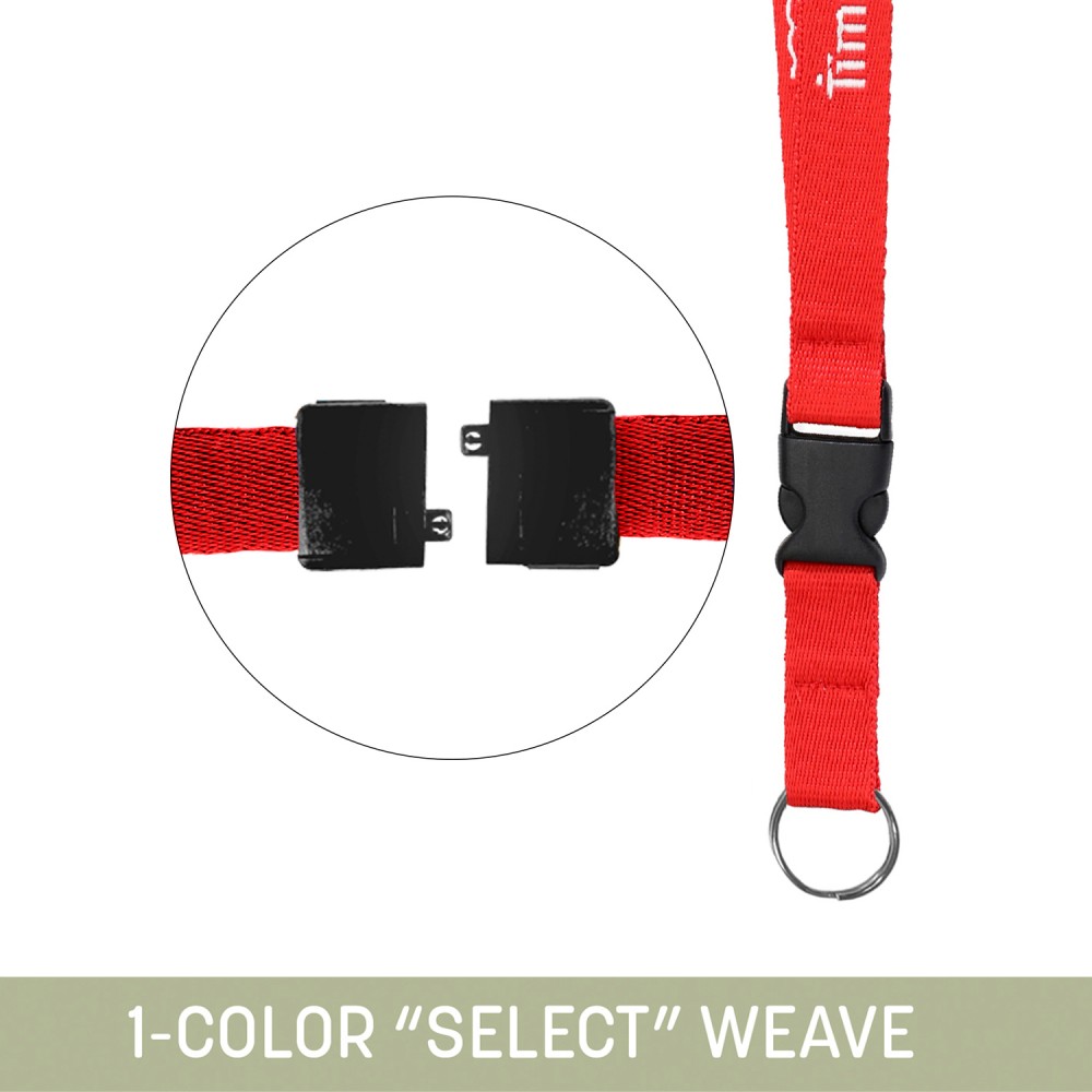 Custom 3/4" Woven Detachable Lanyard w/ Split Ring and Back Breakaway- "Select" We Custom 3/4" Woven Detachable Lanyard w/ Split Ring and Back Breakaway- "Select" We