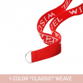 1" Woven Lanyard w/ Split Ring- "Classic" Weave with Logo