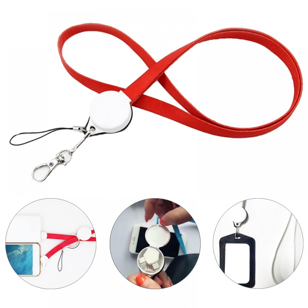 3 In 1 Lanyard Charging Cable Keychain Logo Imprinted