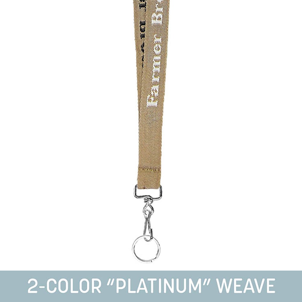 3/4" Woven Lanyard w/ Swivel Snap & Split Ring - "Platinum" Weave with Logo