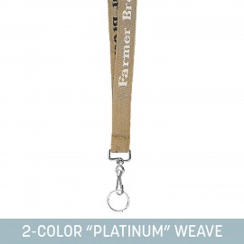 3/4" Woven Lanyard w/ Swivel Snap & Split Ring - "Platinum" Weave with Logo