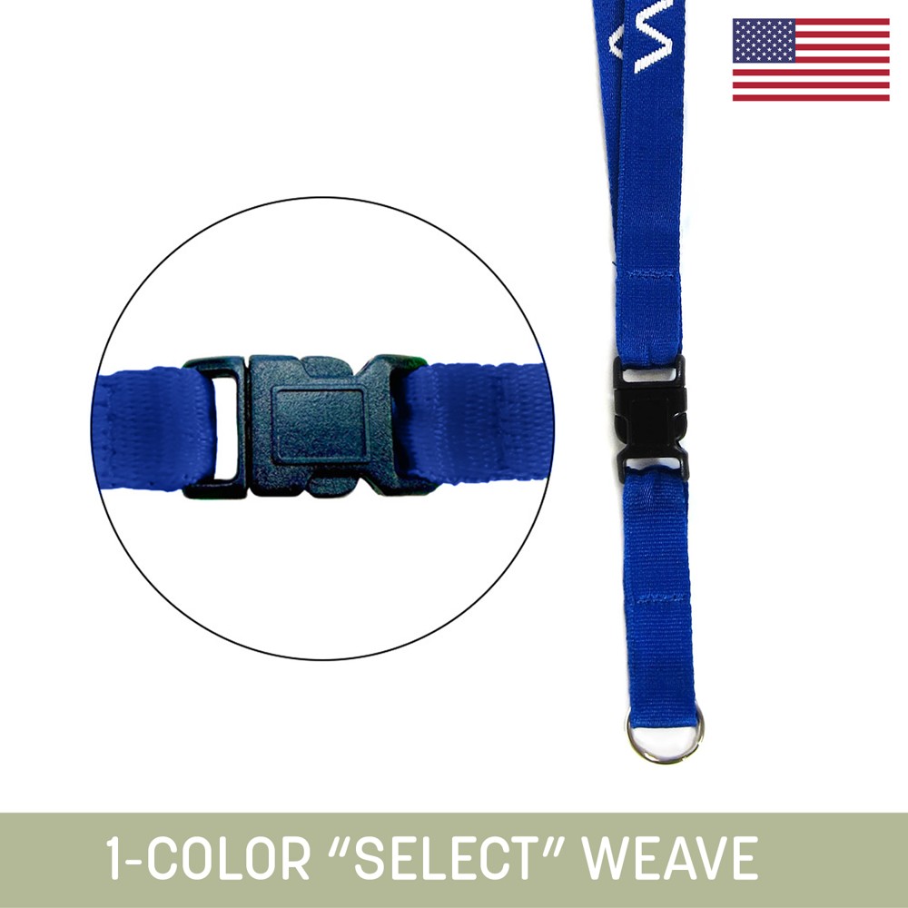 1/2" Woven Detachable Lanyard w/ Split Ring & Back Breakaway - "Select" Wea with Logo