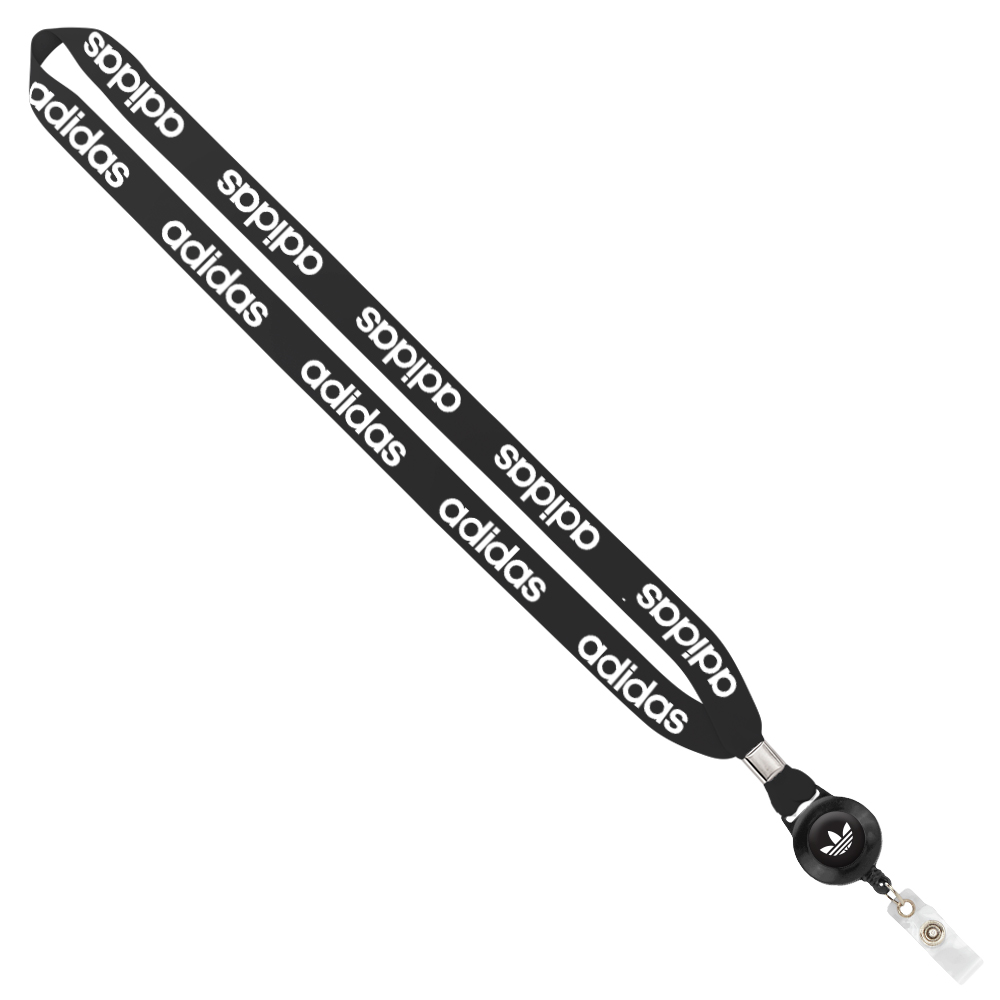 Custom Imprinted Import Rush 3/4" Dye-Sublimated Lanyard with Silver Crimp & Badge Reel Custom Imprinted Import Rush 3/4" Dye-Sublimated Lanyard with Silver Crimp & Badge Reel