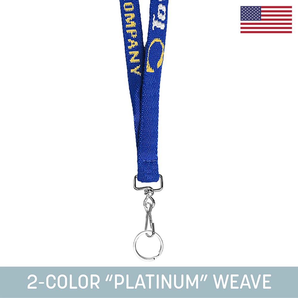 Custom 1/2" Woven Lanyard w/ Swivel Snap & Split Ring - "Platinum" Weave Custom 1/2" Woven Lanyard w/ Swivel Snap & Split Ring - "Platinum" Weave