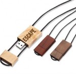 Woodwear USB Flash Drive w/Lanyard (128 GB) with Logo