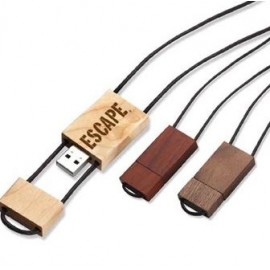 Woodwear USB Flash Drive w/Lanyard (128 GB) with Logo