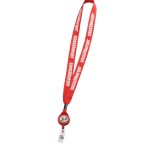 3/4" Polyester Lanyard With Metal Crimp & Retractable Badge Reel with Logo