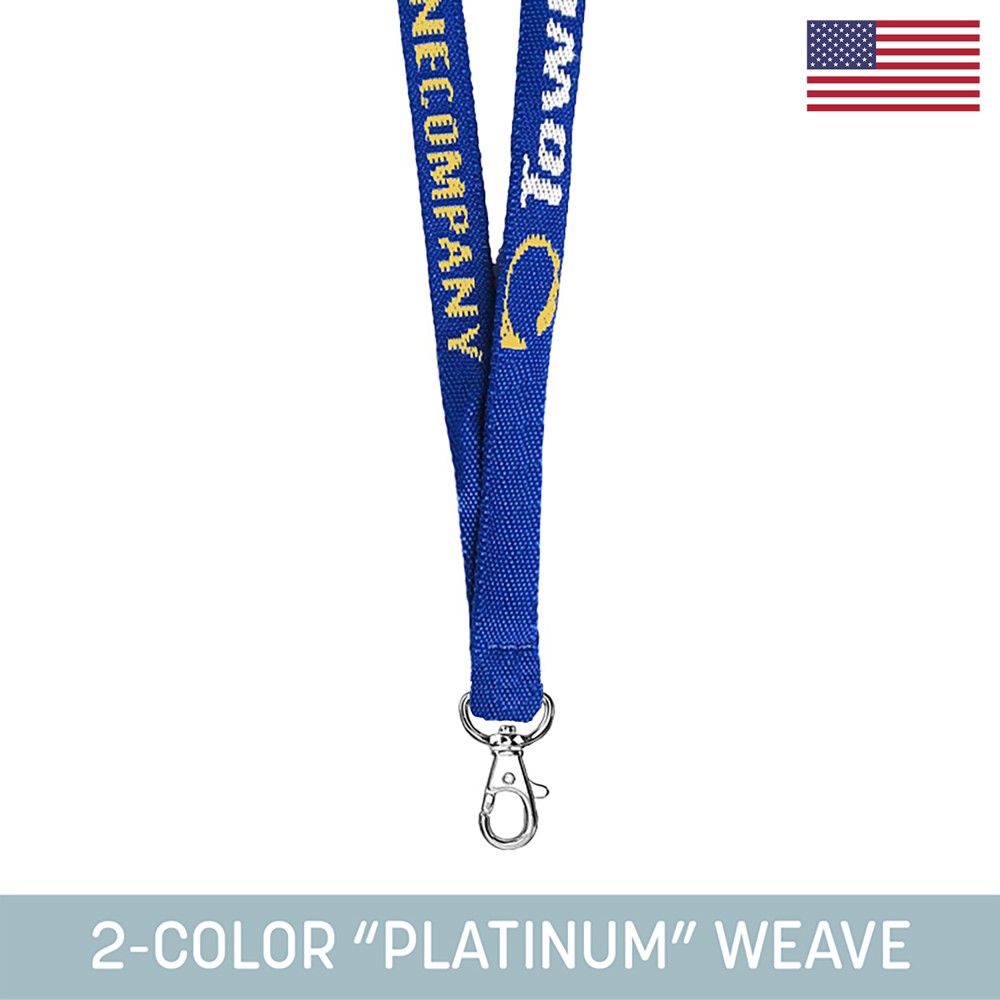 1/2" Woven Lanyard w/ Lobster Claw - "Platinum" Weave with Logo