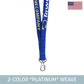 1/2" Woven Lanyard w/ Lobster Claw - "Platinum" Weave with Logo