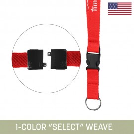 3/4" Woven Detachable Lanyard w/ Split Ring and Back Breakaway- "Select" Weave with Logo