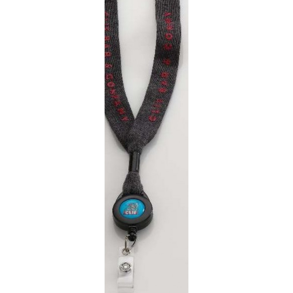Logo Imprinted 3/4" Heathered Lanyard With Retractable Badge Reel Logo Imprinted 3/4" Heathered Lanyard With Retractable Badge Reel