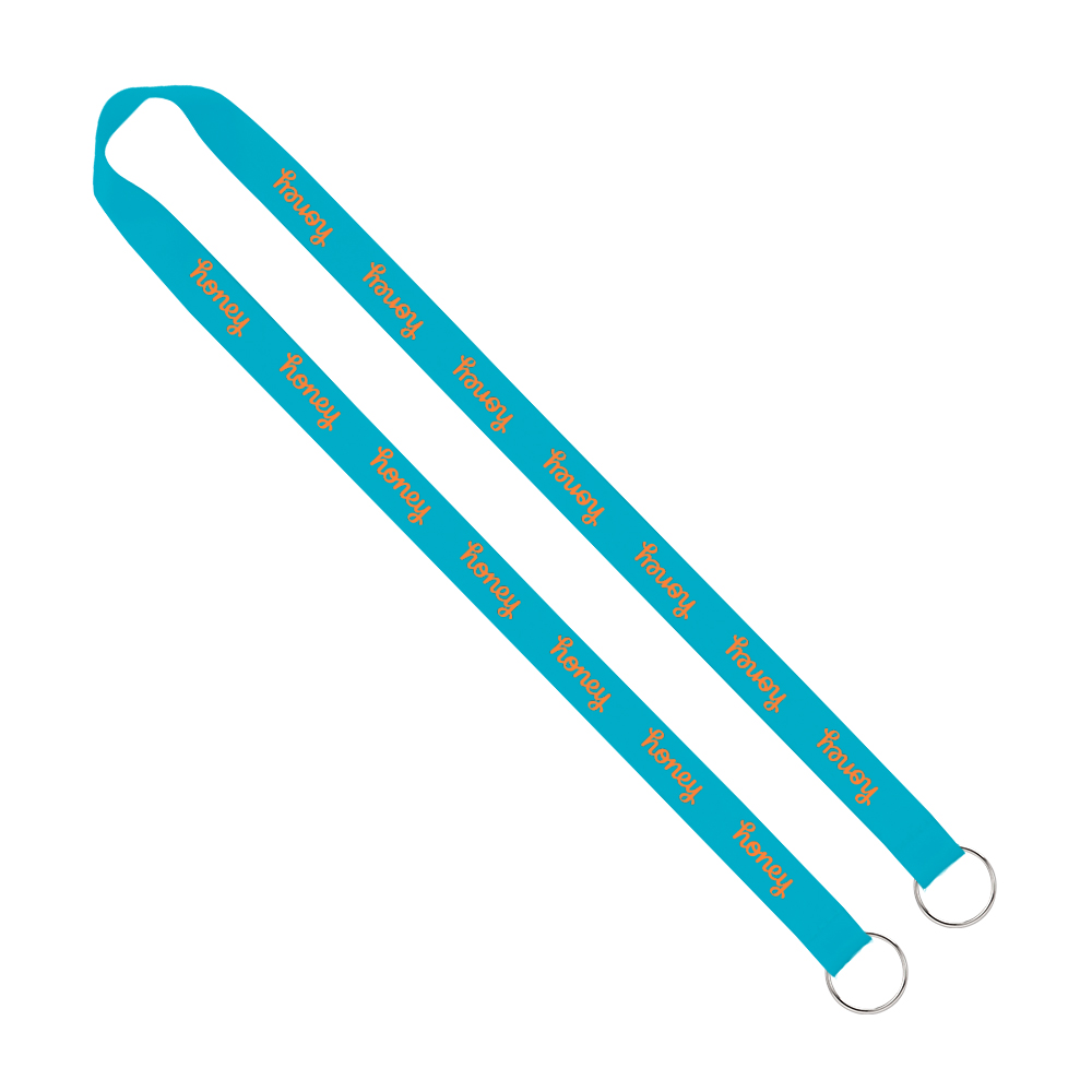 Customized Import Rush 3/4" Polyester 2-Ended Lanyard With Dual Sewn Silver Metal Split-Ring