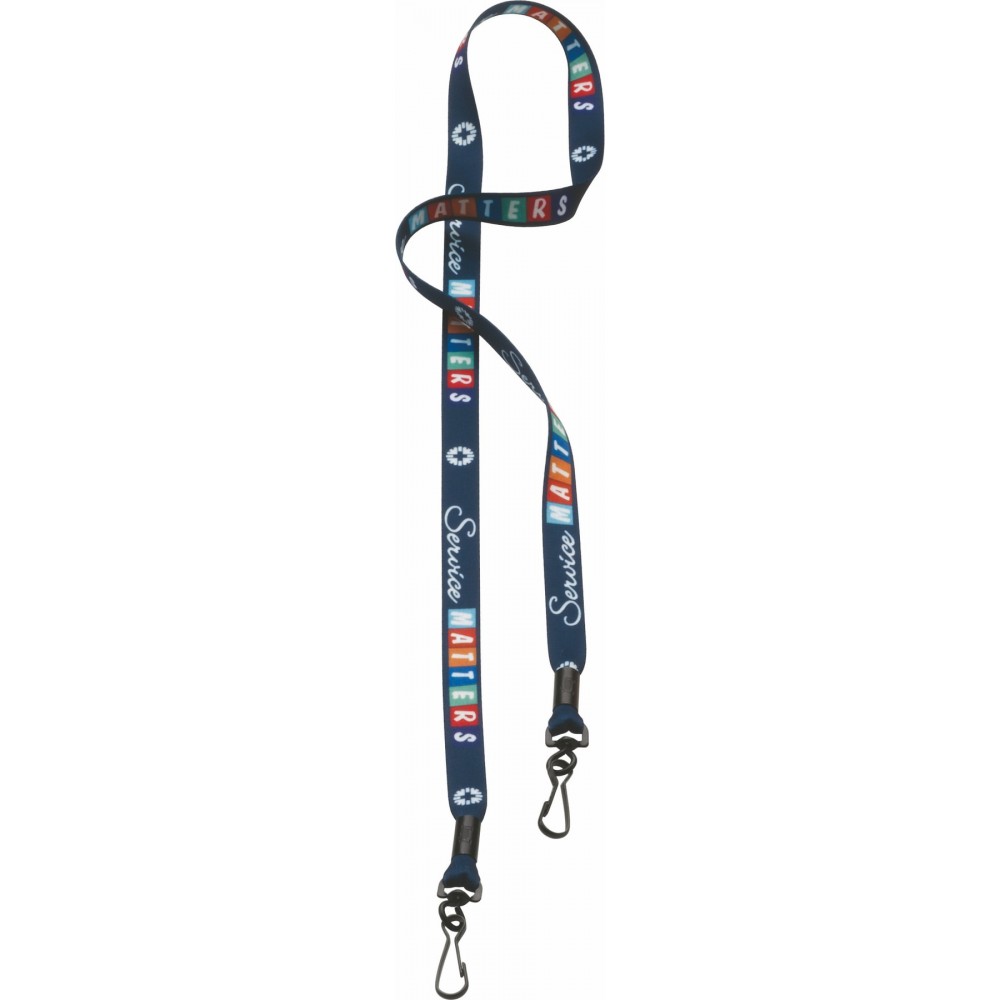 1/2" Dye Sublimated Double Swivel Lobster Claw Lanyard with Logo