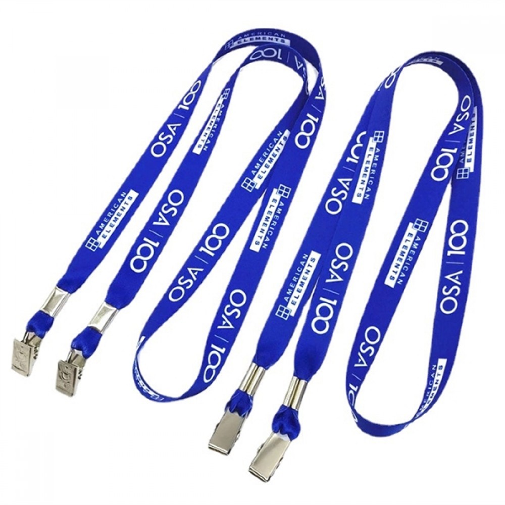 5/8" Lanyard with Double Bulldog Clip with Logo