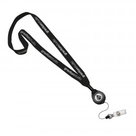 5/8" Polyester Lanyard W/ Retractable Badge Reel & Vinyl Snap with Logo