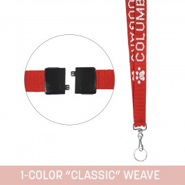 3/4" Woven Lanyard w/ Swivel Snap & Split Ring - "Classic" Weave with Logo