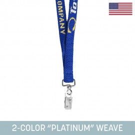 1/2" Woven Lanyard w/ Swivel Bulldog Clip - "Platinum" Weave with Logo