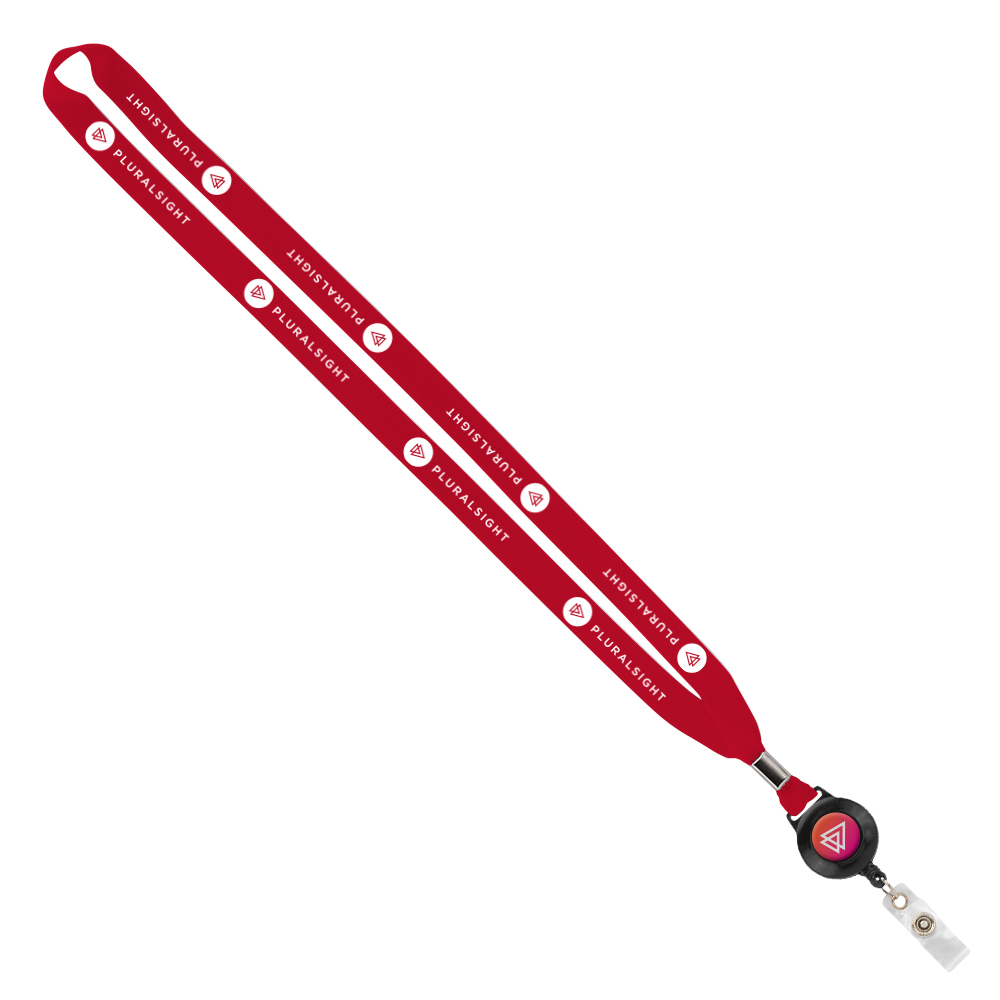 Import Rush 5/8" Polyester Lanyard with Silver Crimp & Badge Reel Custom Printed Import Rush 5/8" Polyester Lanyard with Silver Crimp & Badge Reel Custom Printed
