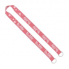 Import Rush 1" Dye-Sublimated 2-Ended Lanyard With Dual Sewn Silver Metal Crimp & Split-Ring with Logo