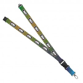Import Maverick 1" Dye-Sub Lanyard W/ Slide Buckle Release, Silver Metal Oval & Convenience Release with Logo