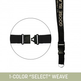 1" Woven Detachable Lanyard w/ Split Ring & Back Breakaway - "Select" Weave with Logo