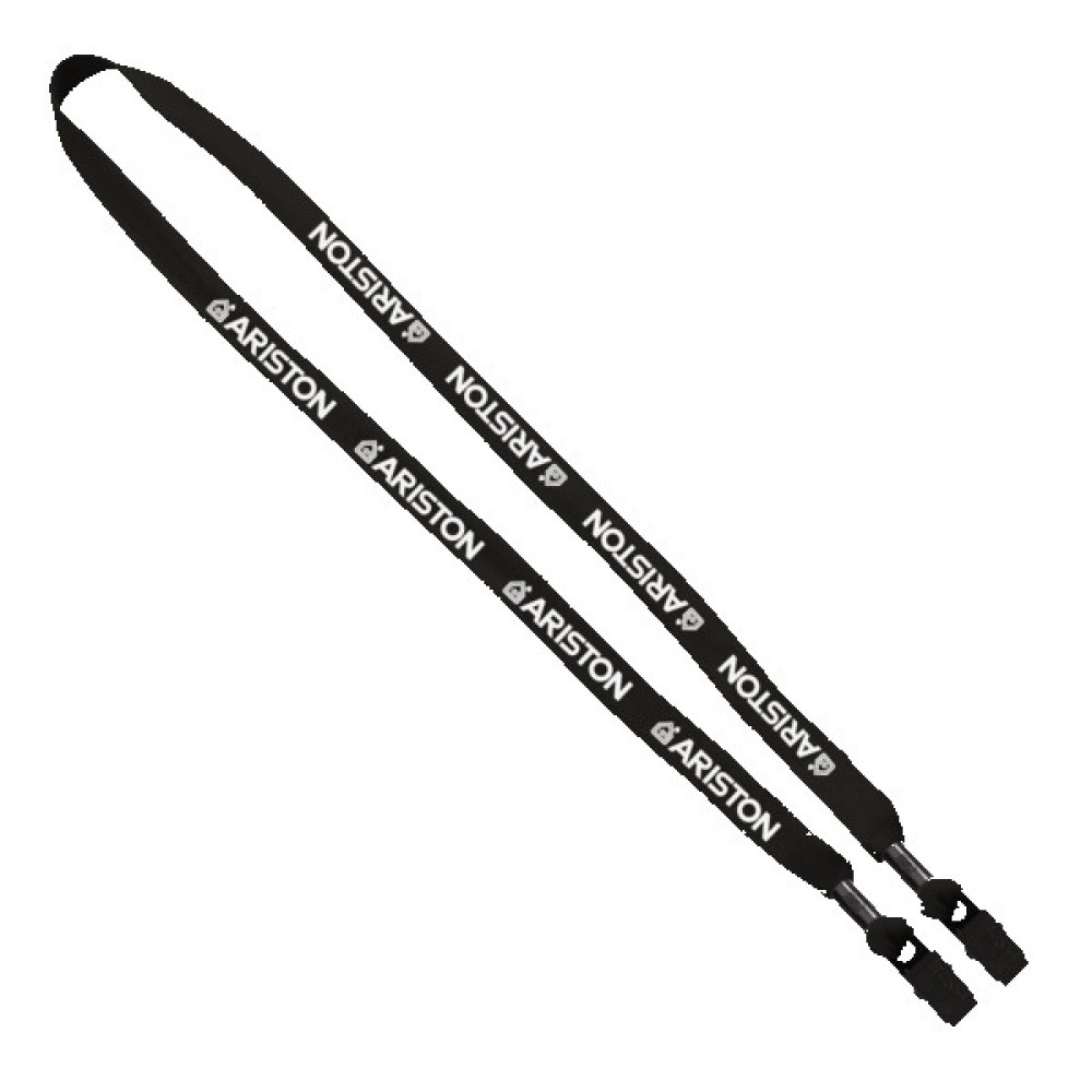 5/8" Double-Ended Polyester Shoelace Lanyard With Metal Crimp And Metal Bulldog Clip with Logo