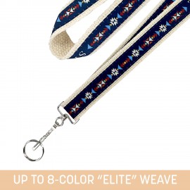 1" Woven Cotton Lanyard w/ Swivel Snap & Split Ring - "Elite" Weave with Logo