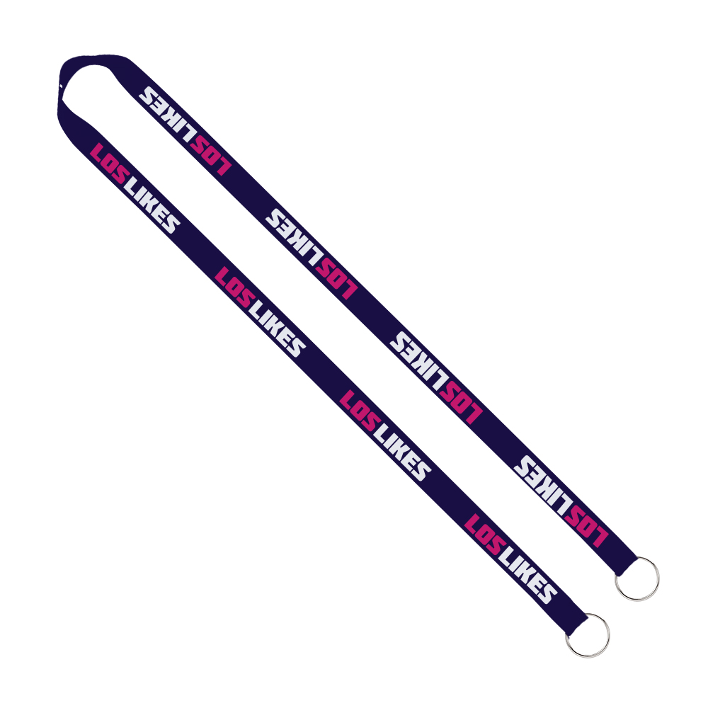 Promotional Import Rush 5/8" Dye-Sublimated 2-Ended Lanyard With Dual Sewn Silver Metal Split-Ring