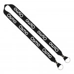 Import Rush 1" Polyester 2-Ended Lanyard With Dual Silver Crimps & Split-Rings with Logo