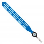 Logo Imprinted Import Rush 1" Polyester Lanyard with Sewn Badge Reel