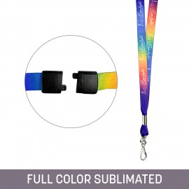 1/2" Full Color Sublimated Lanyard w/ Swivel Snap & Back Breakaway with Logo