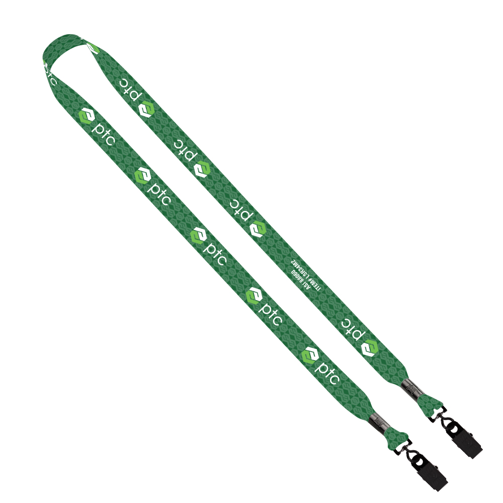 3/4" rPET Dye-Sublimated Double-Ended Lanyard with Metal Crimp and Bulldog Clip with Logo