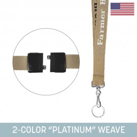 Custom 3/4" Woven Lanyard w/ Swivel Snap & Split Ring & Breakaway - "Platinum" Weave